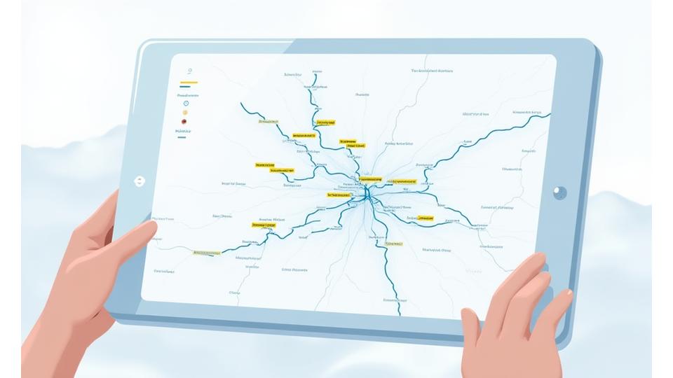 Digital map showing a route crossing multiple cantons with highlighted regulation zones