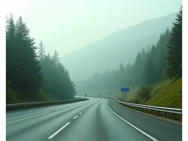 Scenic auto route crossing the Swiss-German border with clear road signs and a hint of a modern bridge.