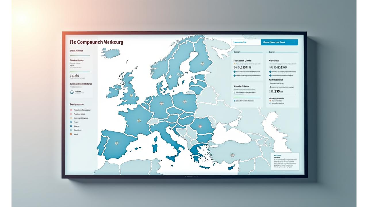 Digital dashboard showing fleet compliance metrics and a route map