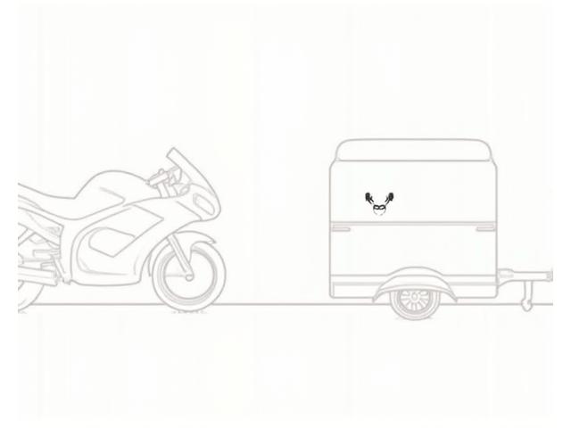 Diagram illustrating correct vignette placement on a motorcycle (fork, frame) and a trailer (drawbar).