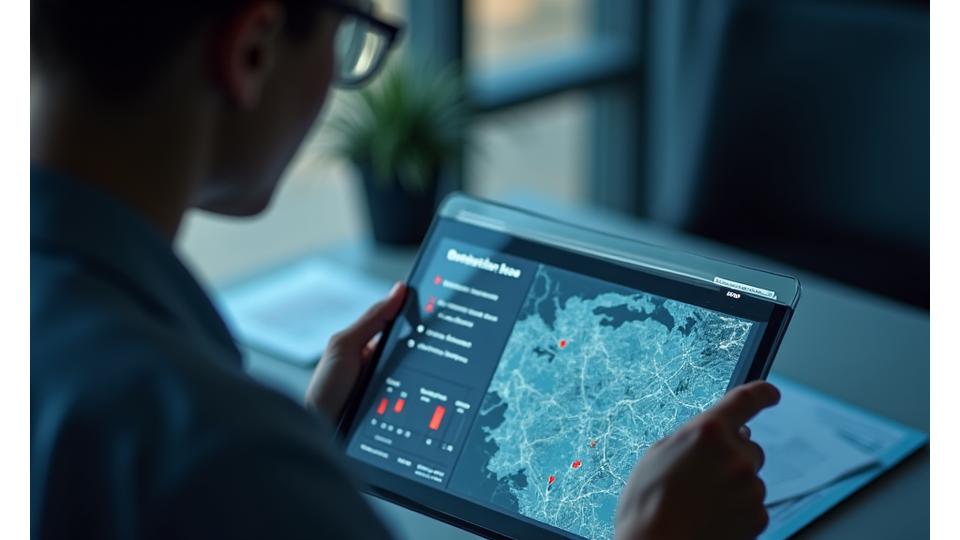 An individual meticulously reviewing documents and a map, signifying a user's active role in ensuring their own compliance with the help of ViaTrip's guidance.